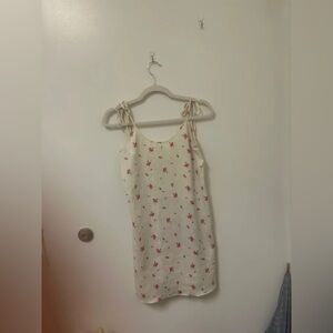 Cream Floral Tie-Shoulder Slip Dress